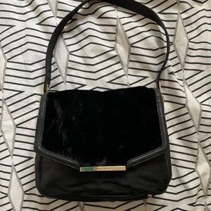 Juicy couture black velvet and leather handbag